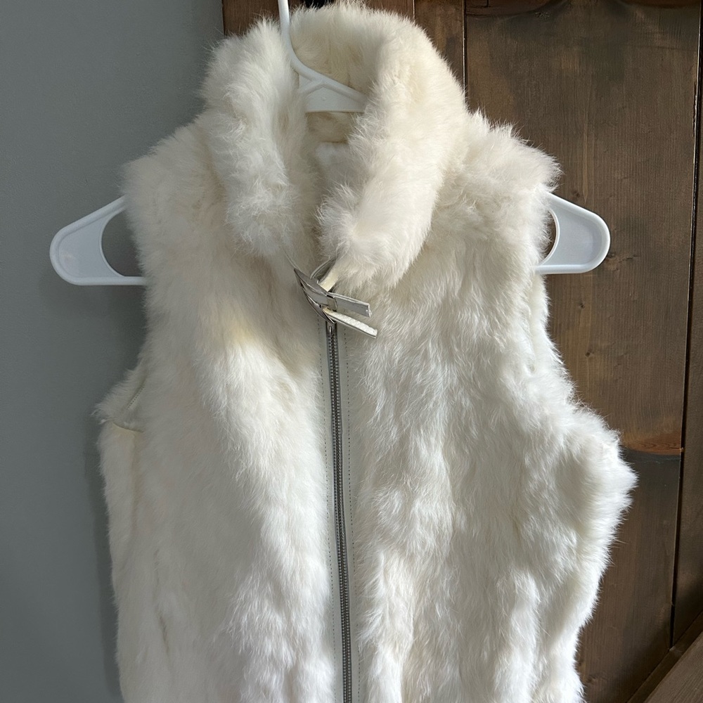 Wilsons Leather White Rabbit Fur Jacket Vest